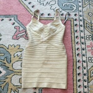 Herve Leger Gold Bandage Mini Dress
